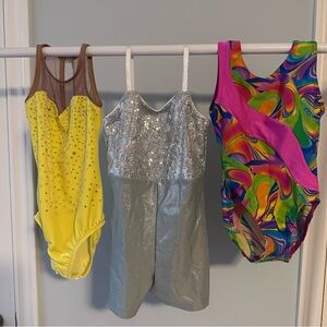 Lot of 3 Girls Dance Gymnastics Leotards | Child Medium & 6X–7 | Competition